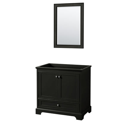 Wyndham Collection Deborah 36" Single Bathroom Vanity in Dark Espresso, No Countertop, No Sink, and 24" Mirror
