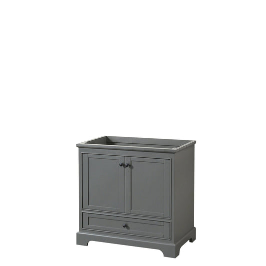 Wyndham Collection Deborah 36" Single Bathroom Vanity in Dark Gray, No Countertop, No Sink, Matte Black Trim