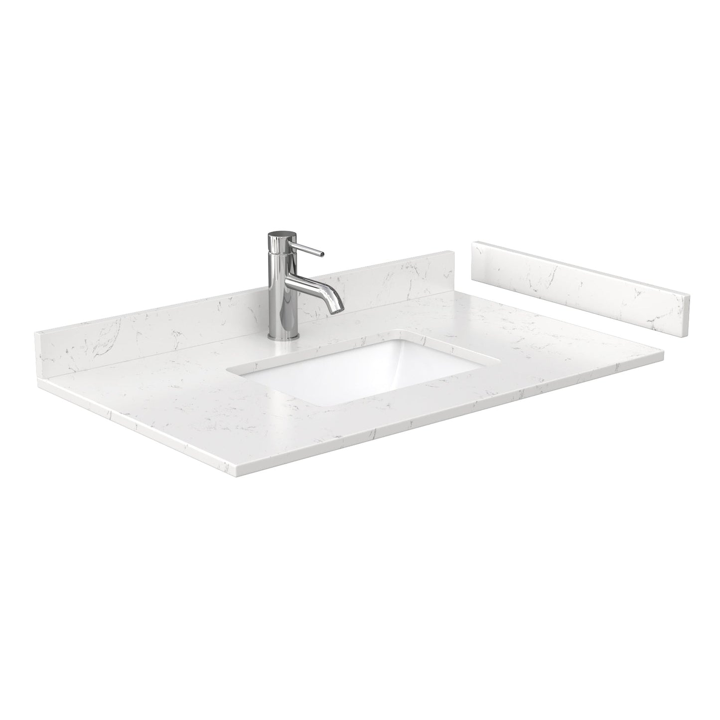 Wyndham Collection Deborah 36" Single Bathroom Vanity in White, Light-Vein Carrara Cultured Marble Countertop, Undermount Square Sink, 24" Mirror