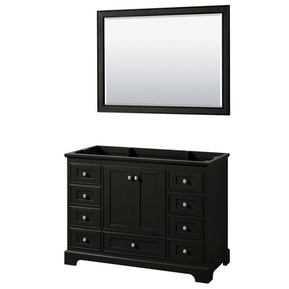 Wyndham Collection Deborah 48" Single Bathroom Vanity in Dark Espresso, No Countertop, No Sink, and 46" Mirror