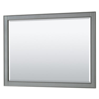 Wyndham Collection Deborah 48" Single Bathroom Vanity in Dark Gray, Light-Vein Carrara Cultured Marble Countertop, Undermount Square Sink, 46" Mirror