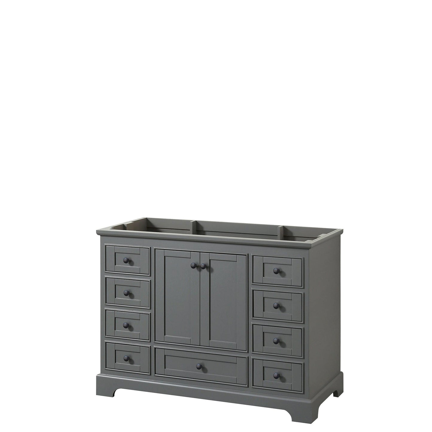 Deborah 48" Single Bathroom Vanity in Dark Gray, No Countertop, No Sink, Matte Black Trim