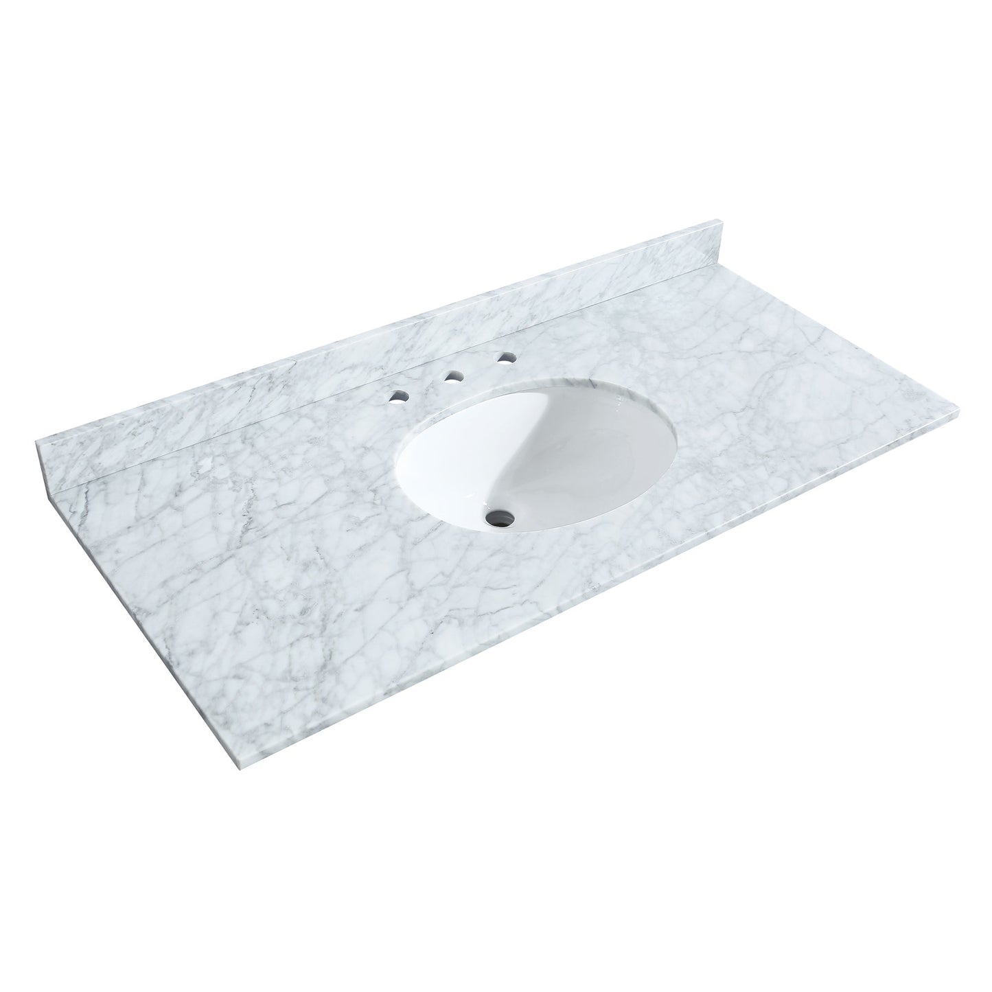 Wyndham Collection Deborah 48" Single Bathroom Vanity in Dark Gray, White Carrara Marble Countertop, Undermount Oval Sink, and Medicine Cabinet