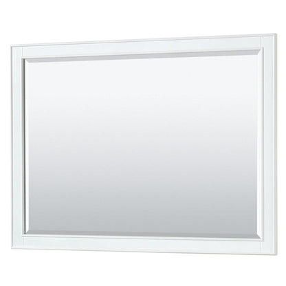 Wyndham Collection Deborah 48" Single Bathroom Vanity in White, Light-Vein Carrara Cultured Marble Countertop, Undermount Square Sink, 46" Mirror