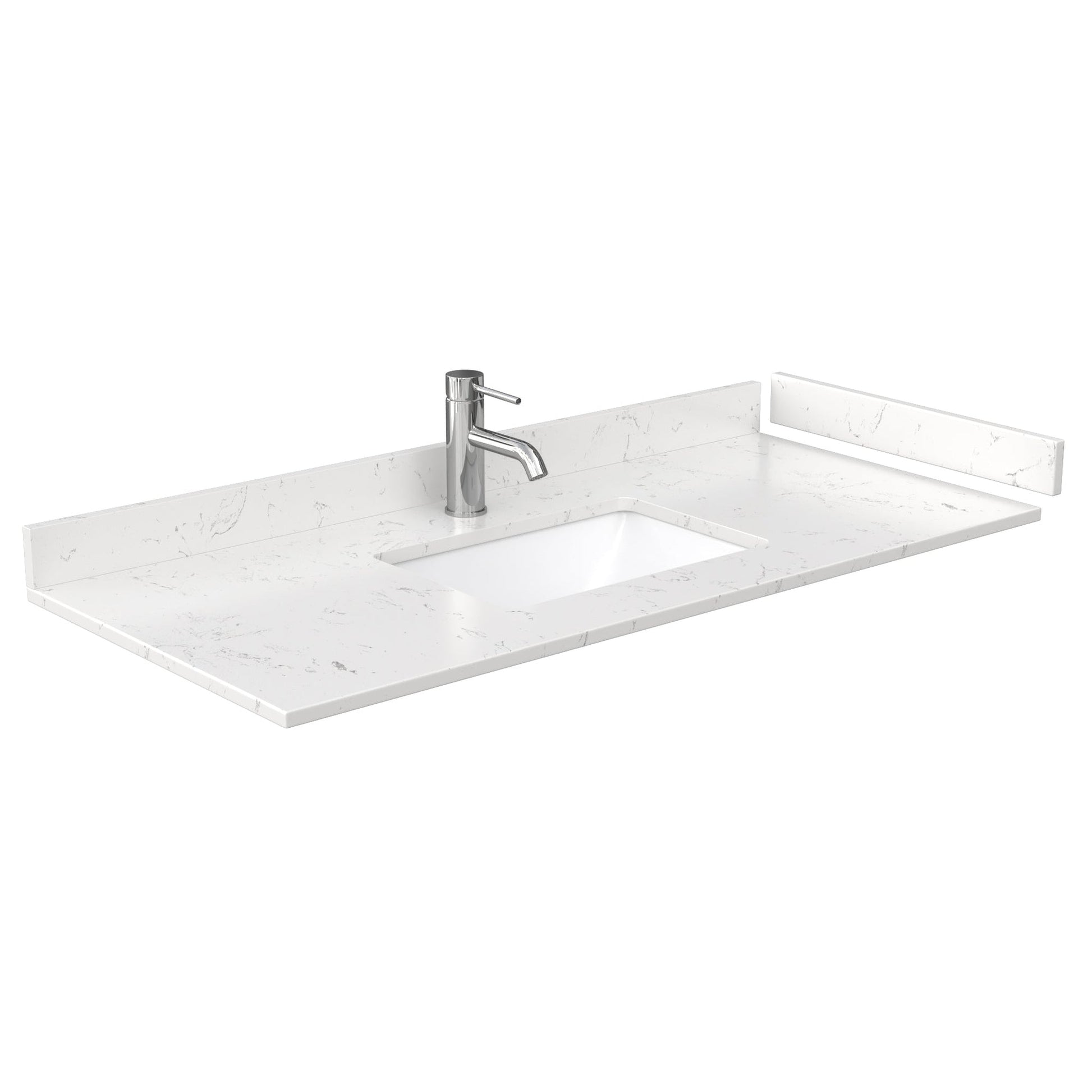 Wyndham Collection Deborah 48" Single Bathroom Vanity in White, Light-Vein Carrara Cultured Marble Countertop, Undermount Square Sink, No Mirror