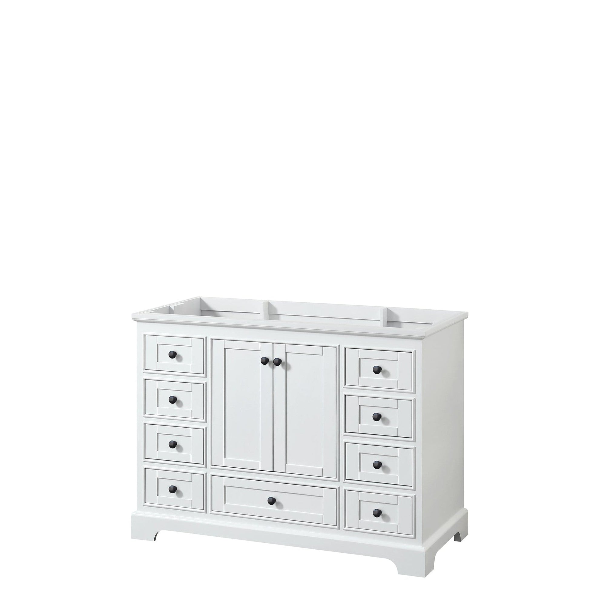 Deborah 48" Single Bathroom Vanity in White, No Countertop, No Sink, Matte Black Trim