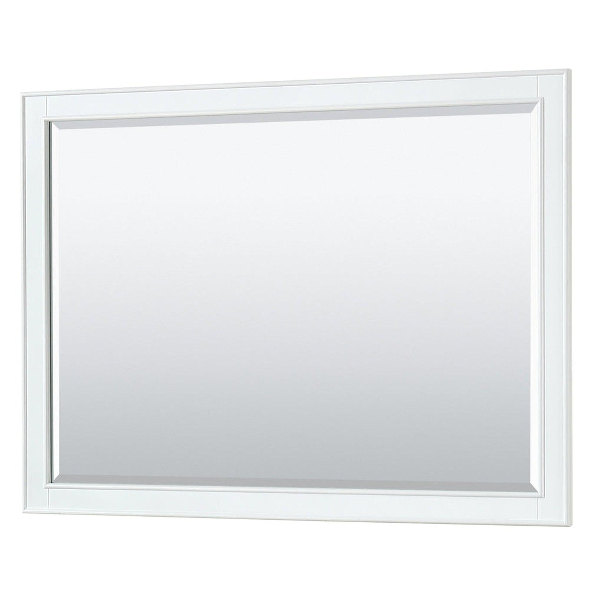 Wyndham Collection Deborah 48" Single Bathroom Vanity in White, White Carrara Marble Countertop, Undermount Square Sink, and 46" Mirror