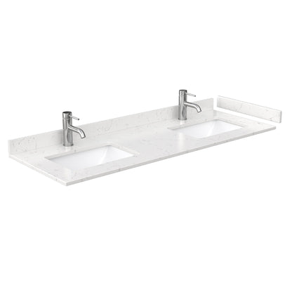 Wyndham Collection Deborah 60" Double Bathroom Vanity in Dark Espresso, Light-Vein Carrara Cultured Marble Countertop, Undermount Square Sinks, 24" Mirror