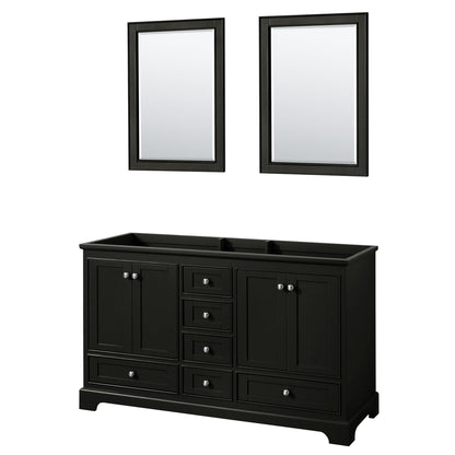 Wyndham Collection Deborah 60" Double Bathroom Vanity in Dark Espresso, No Countertop, No Sinks, and 24" Mirror