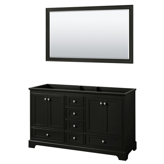 Wyndham Collection Deborah 60" Double Bathroom Vanity in Dark Espresso, No Countertop, No Sinks, and 58" Mirror