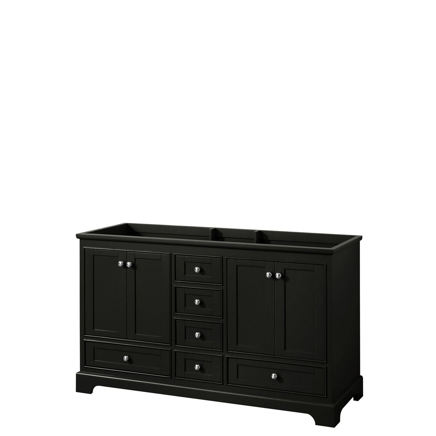 Wyndham Collection Deborah 60" Double Bathroom Vanity in Dark Espresso, No Countertop, No Sinks, and No Mirror
