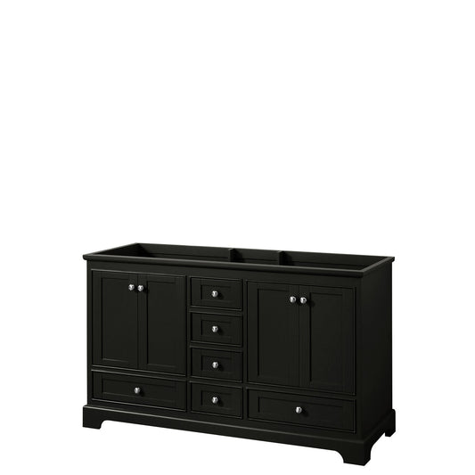 Wyndham Collection Deborah 60" Double Bathroom Vanity in Dark Espresso, No Countertop, No Sinks, and No Mirror