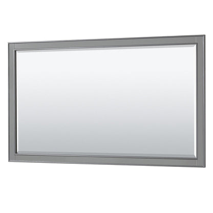 Wyndham Collection Deborah 60" Double Bathroom Vanity in Dark Gray, Light-Vein Carrara Cultured Marble Countertop, Undermount Square Sinks, 58" Mirror