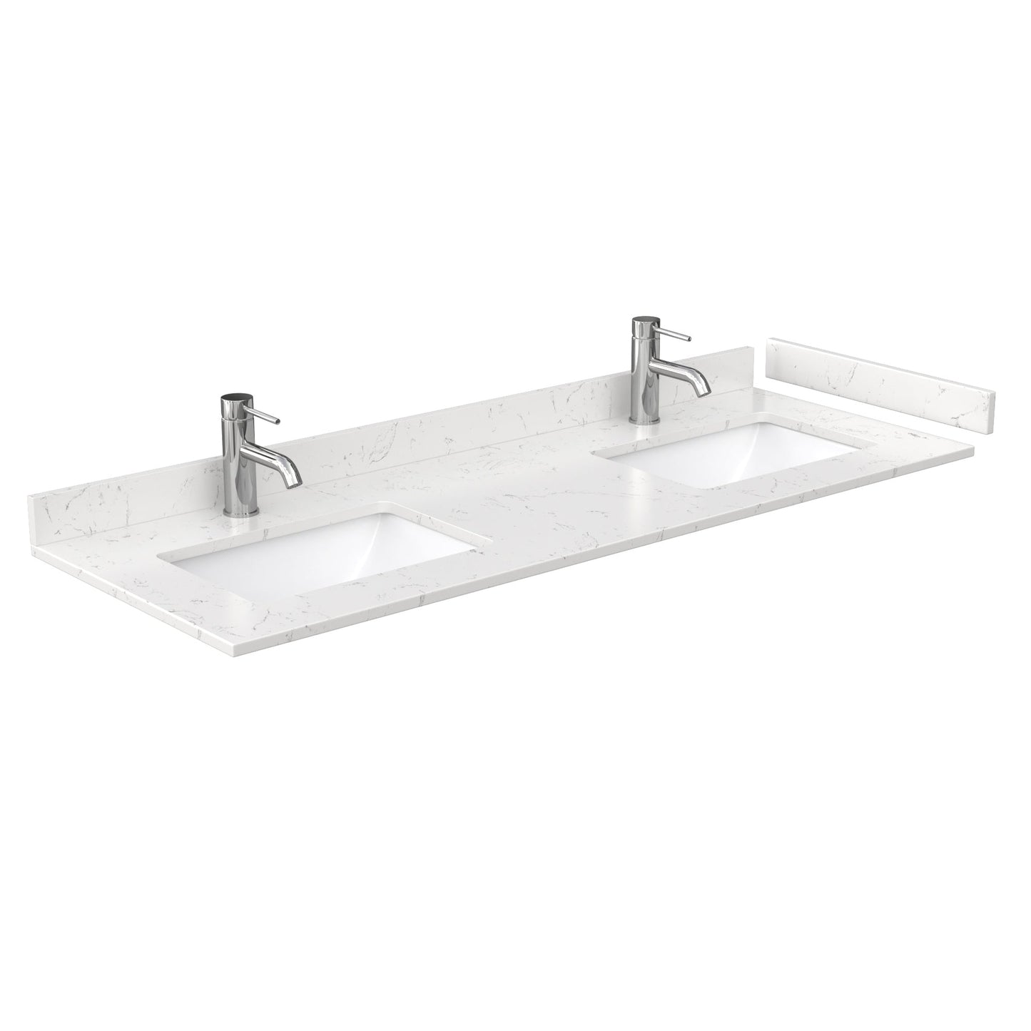 Wyndham Collection Deborah 60" Double Bathroom Vanity in White, Light-Vein Carrara Cultured Marble Countertop, Undermount Square Sinks, 24" Mirror