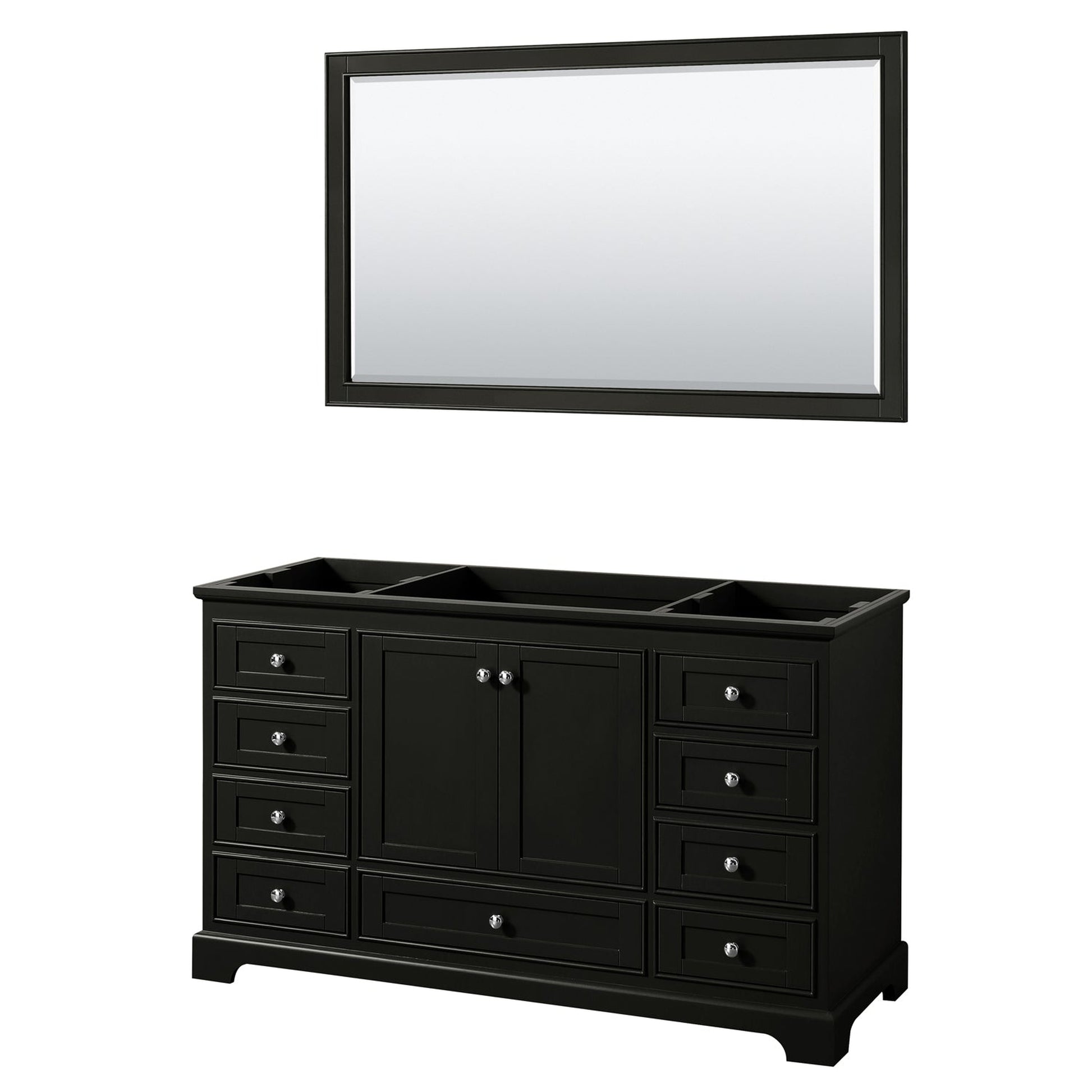 Wyndham Collection Deborah 60" Single Bathroom Vanity in Dark Espresso, No Countertop, No Sink, and 58" Mirror