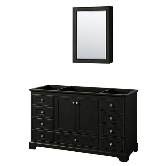 Wyndham Collection Deborah 60" Single Bathroom Vanity in Dark Espresso, No Countertop, No Sink, and Medicine Cabinet