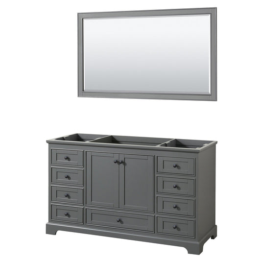 Deborah 60" Single Bathroom Vanity in Dark Gray, No Countertop, No Sink, Matte Black Trim, 58" Mirror