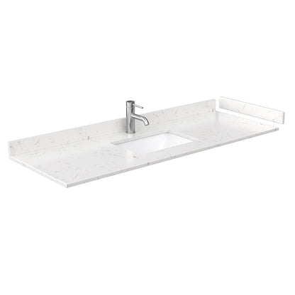 Wyndham Collection Deborah 60" Single Bathroom Vanity in White, Carrara Cultured Marble Countertop, Undermount Square Sink, Brushed Gold Trim, Medicine Cabinet