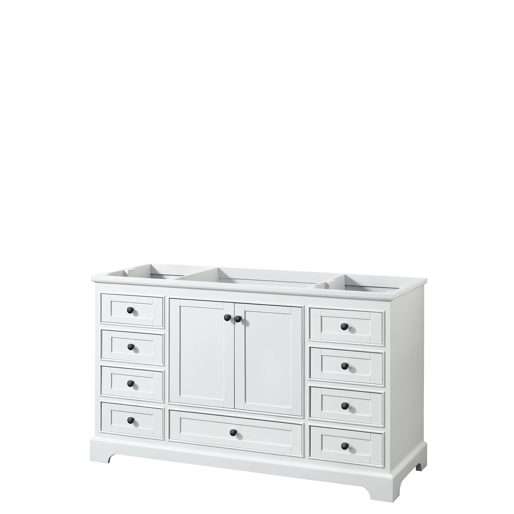 Wyndham Collection Deborah 60" Single Bathroom Vanity in White, No Countertop, No Sink, Matte Black Trim