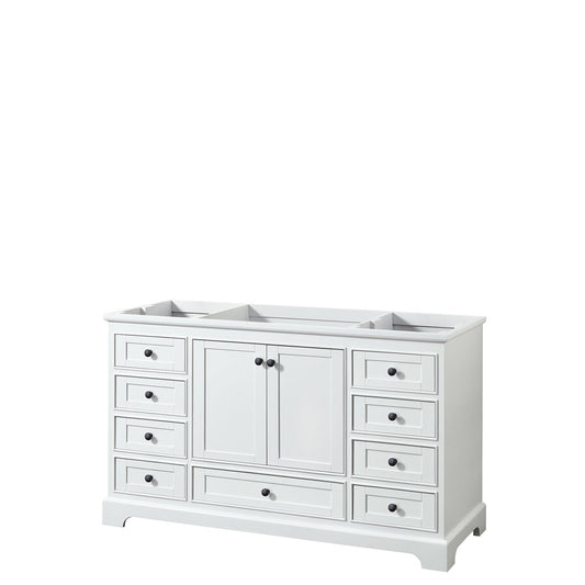 Wyndham Collection Deborah 60" Single Bathroom Vanity in White, No Countertop, No Sink, Matte Black Trim