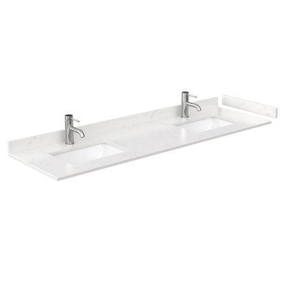 Wyndham Collection Deborah 72" Double Bathroom Vanity in Dark Espresso, Light-Vein Carrara Cultured Marble Countertop, Undermount Square Sinks, No Mirror