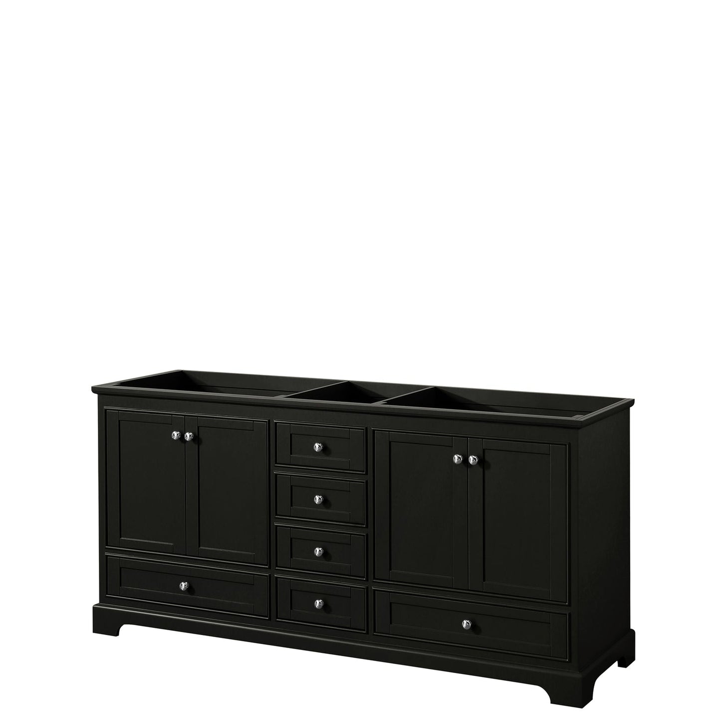 Wyndham Collection Deborah 72" Double Bathroom Vanity in Dark Espresso, No Countertop, No Sinks, and No Mirror