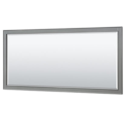 Wyndham Collection Deborah 72" Double Bathroom Vanity in Dark Gray, White Carrara Marble Countertop, Undermount Square Sinks, and 70" Mirror