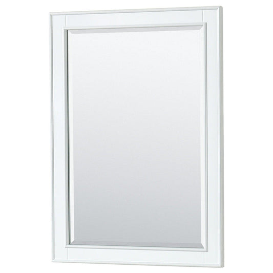 Wyndham Collection Deborah 72" Double Bathroom Vanity in White, No Countertop, No Sinks, Brushed Gold Trim, 24" Mirror