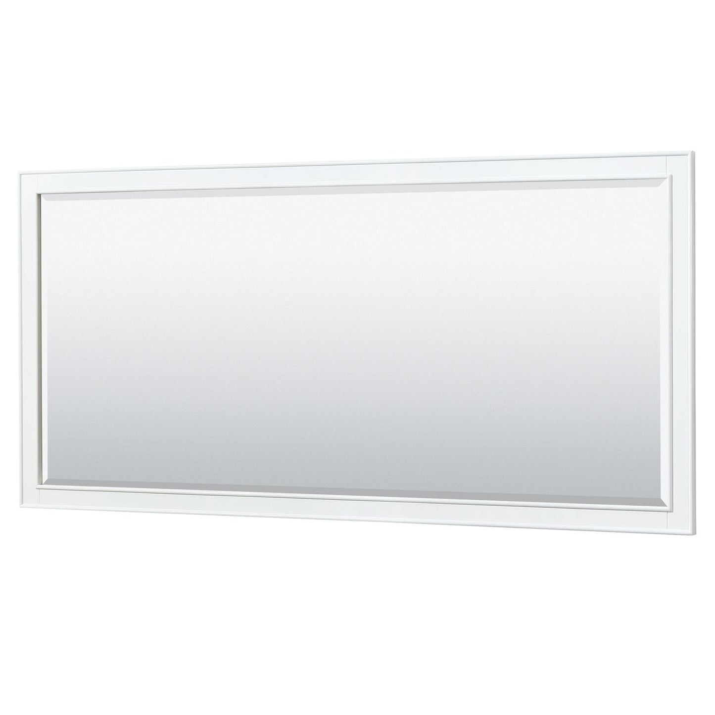 Wyndham Collection Deborah 72" Double Bathroom Vanity in White, No Countertop, No Sinks, Brushed Gold Trim, 70" Mirror
