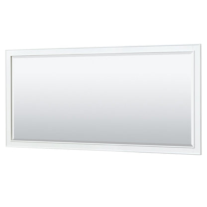 Wyndham Collection Deborah 72" Double Bathroom Vanity in White, White Carrara Marble Countertop, Undermount Oval Sinks, Brushed Gold Trim, 70" Mirror