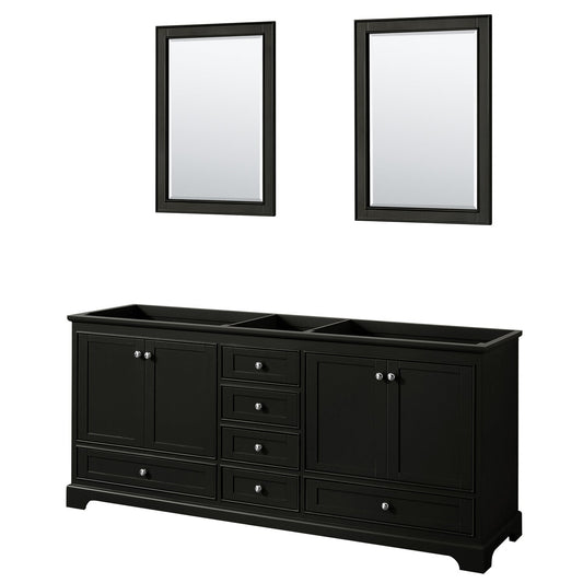 Wyndham Collection Deborah 80" Double Bathroom Vanity in Dark Espresso, No Countertop, No Sinks, and 24" Mirror