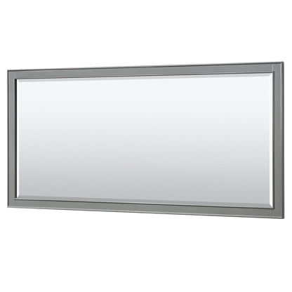 Wyndham Collection Deborah 80" Double Bathroom Vanity in Dark Gray, Light-Vein Carrara Cultured Marble Countertop, Undermount Square Sinks, 70" Mirror
