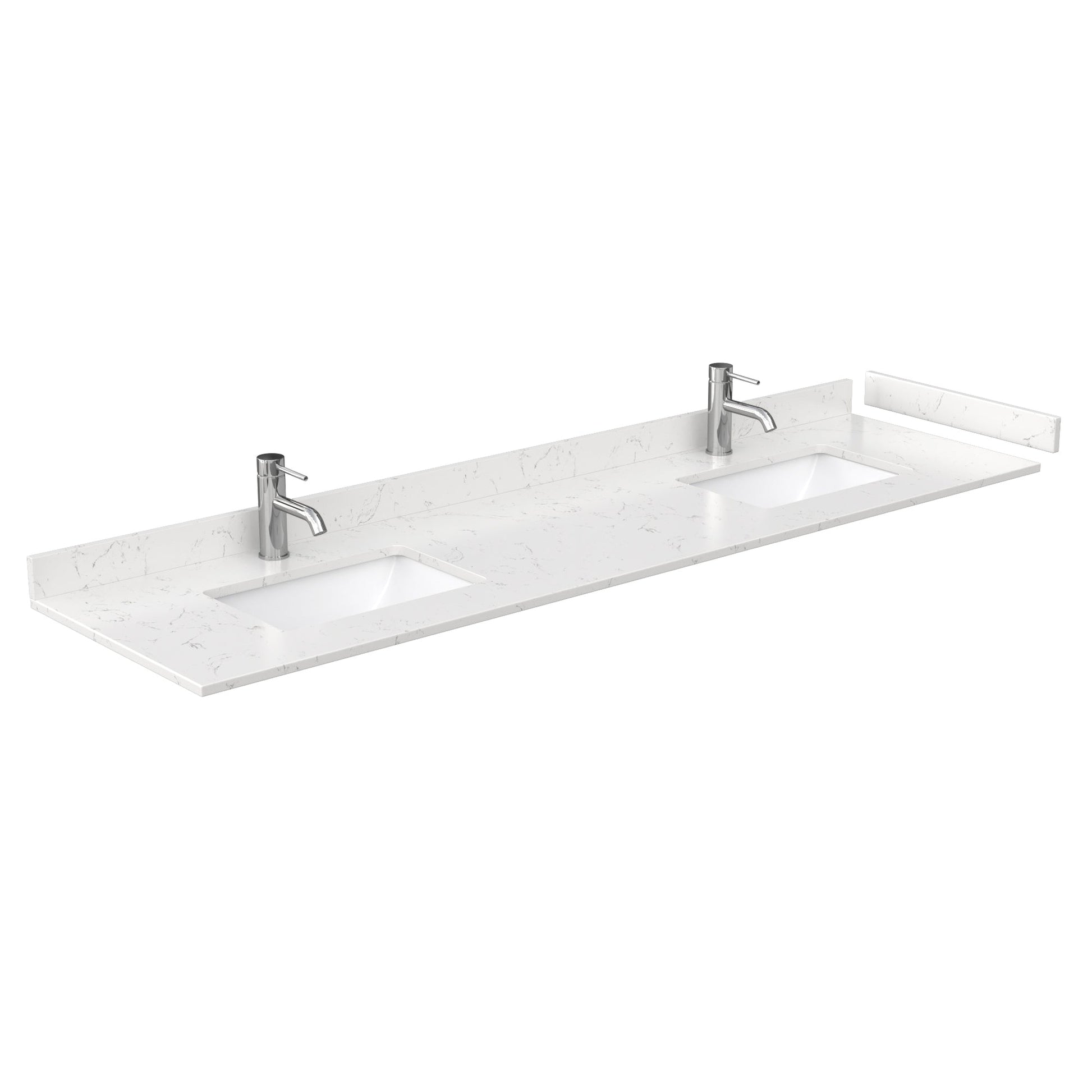Wyndham Collection Deborah 80" Double Bathroom Vanity in White, Light-Vein Carrara Cultured Marble Countertop, Undermount Square Sinks, 24" Mirror