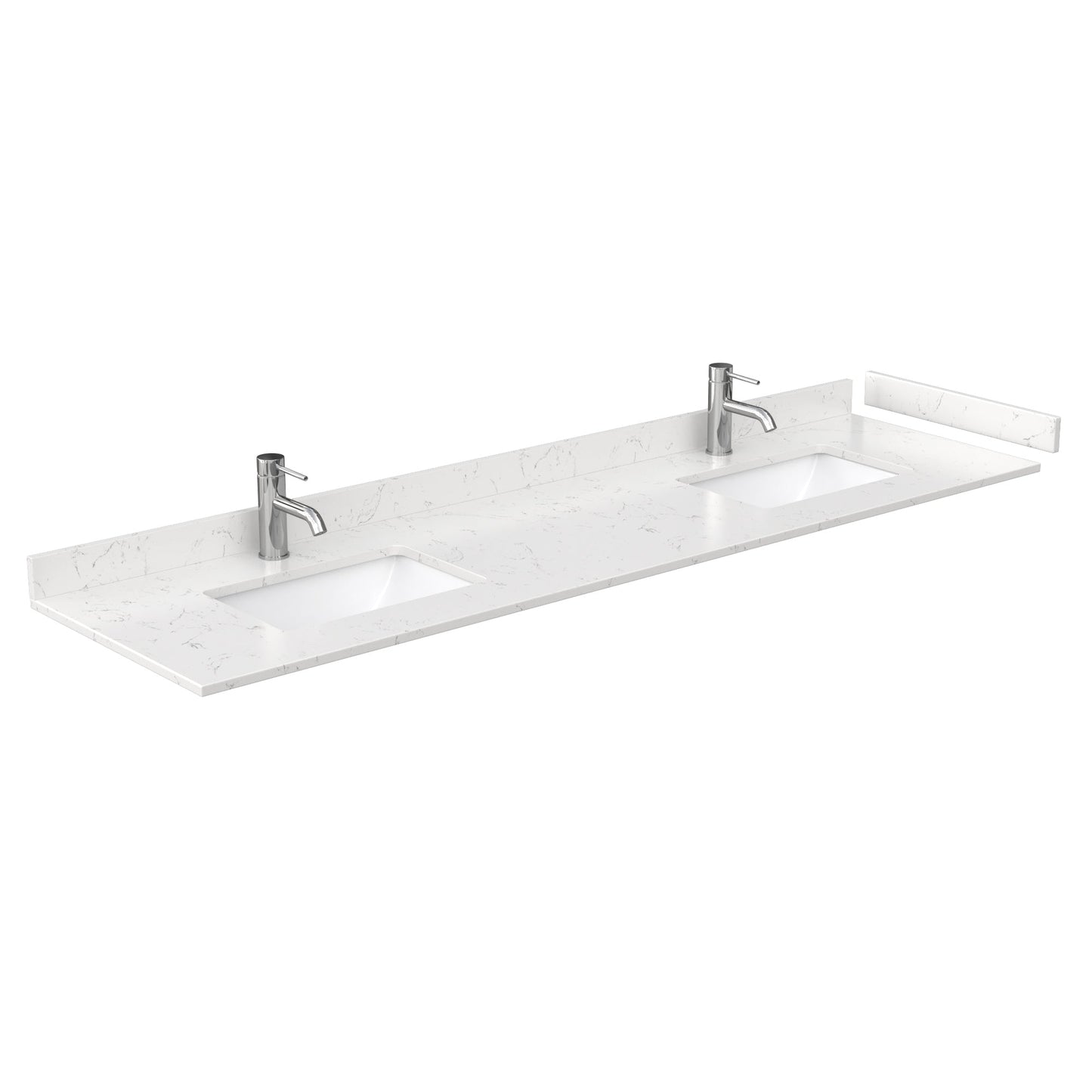 Wyndham Collection Deborah 80" Double Bathroom Vanity in White, Light-Vein Carrara Cultured Marble Countertop, Undermount Square Sinks, 70" Mirror