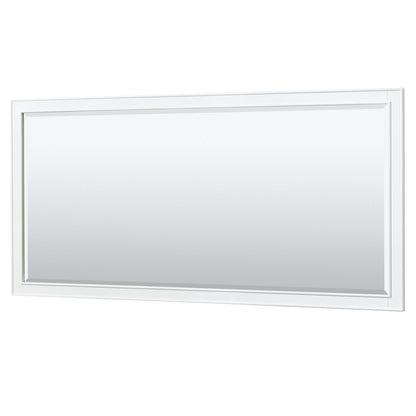 Wyndham Collection Deborah 80" Double Bathroom Vanity in White, No Countertop, No Sinks, Brushed Gold Trim, 70" Mirror