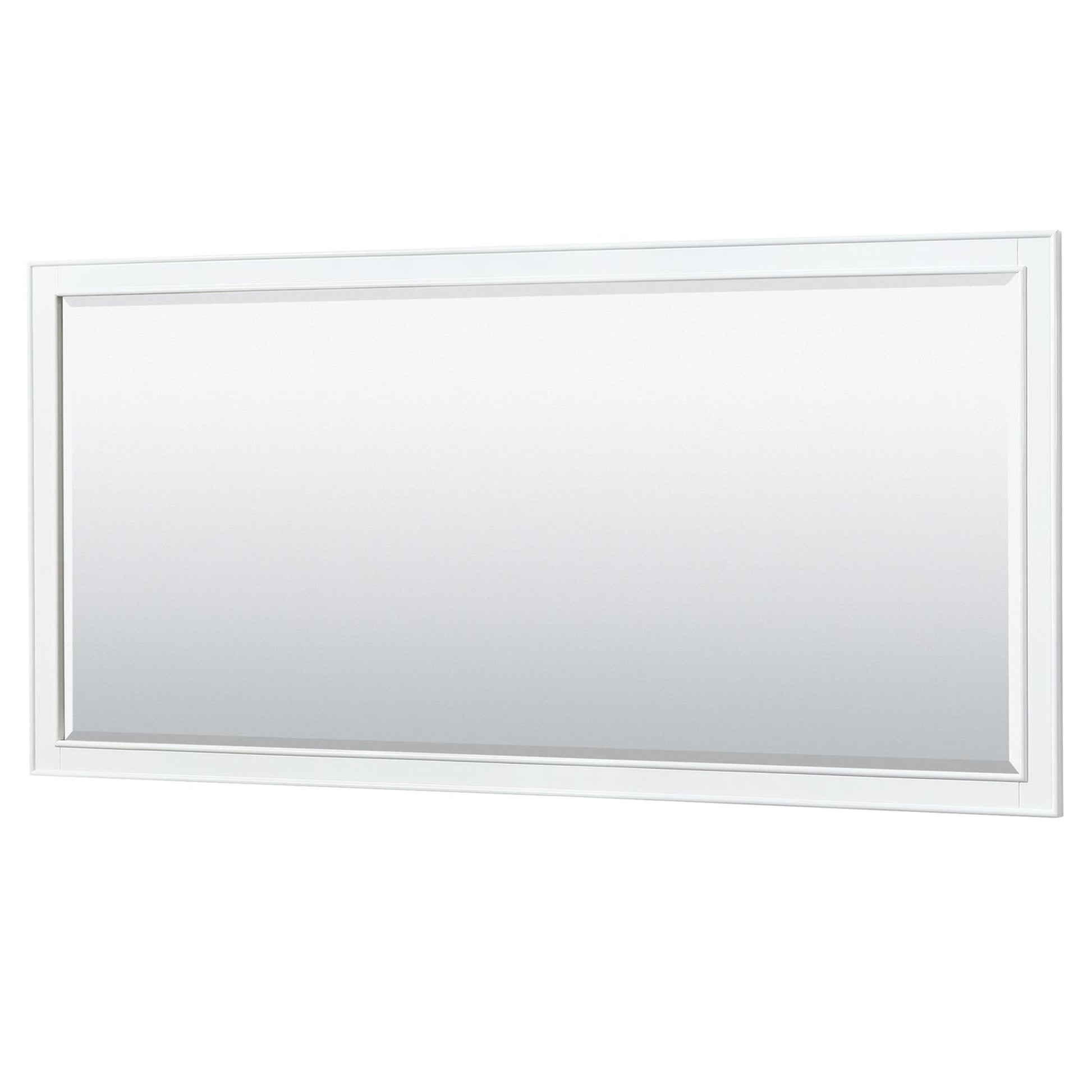 Wyndham Collection Deborah 80" Double Bathroom Vanity in White, No Countertop, No Sinks, and 70" Mirror