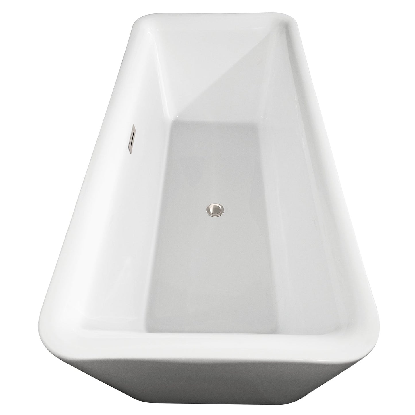 Wyndham Collection Emily 69" Freestanding Bathtub in White With Floor Mounted Faucet, Drain and Overflow Trim in Brushed Nickel