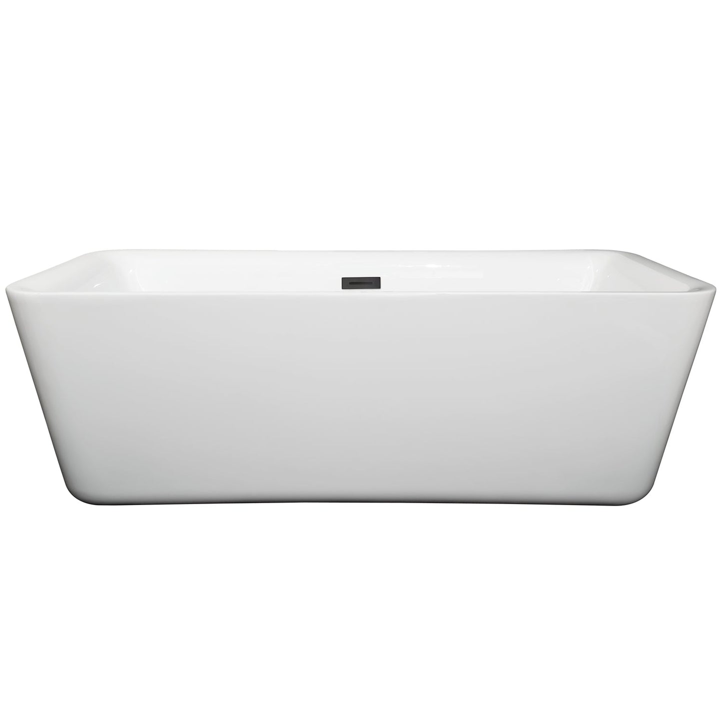 Wyndham Collection Emily 69" Freestanding Bathtub in White With Matte Black Drain and Overflow Trim