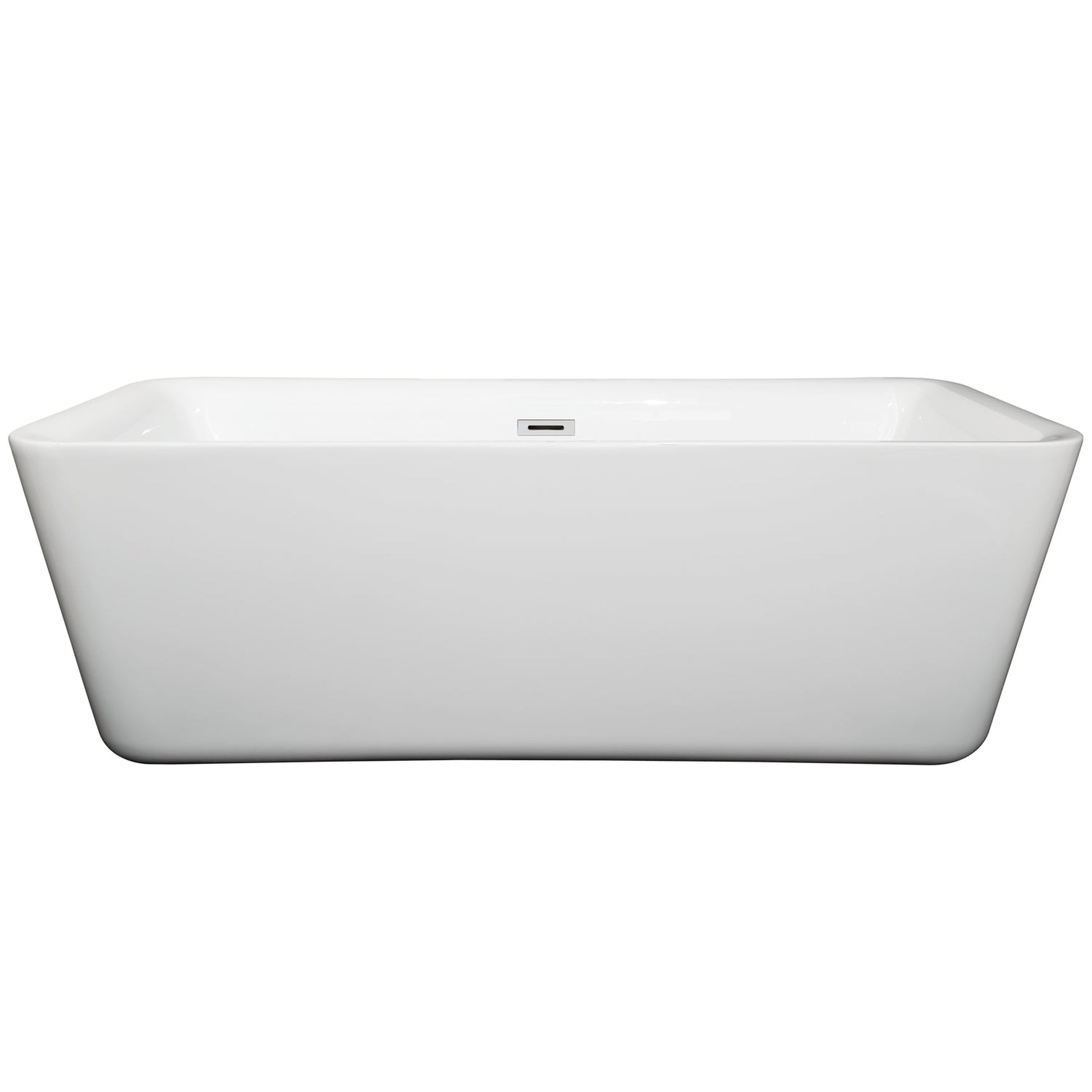 Wyndham Collection Emily 69" Freestanding Bathtub in White With Polished Chrome Drain and Overflow Trim