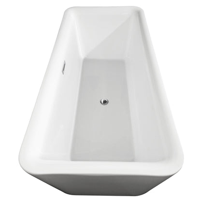 Wyndham Collection Emily 69" Freestanding Bathtub in White With Polished Chrome Trim and Floor Mounted Faucet in Brushed Gold