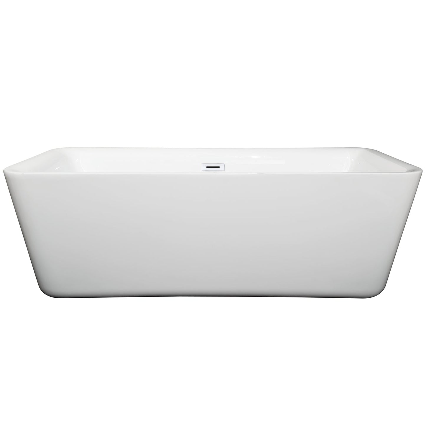 Wyndham Collection Emily 69" Freestanding Bathtub in White With Shiny White Drain and Overflow Trim