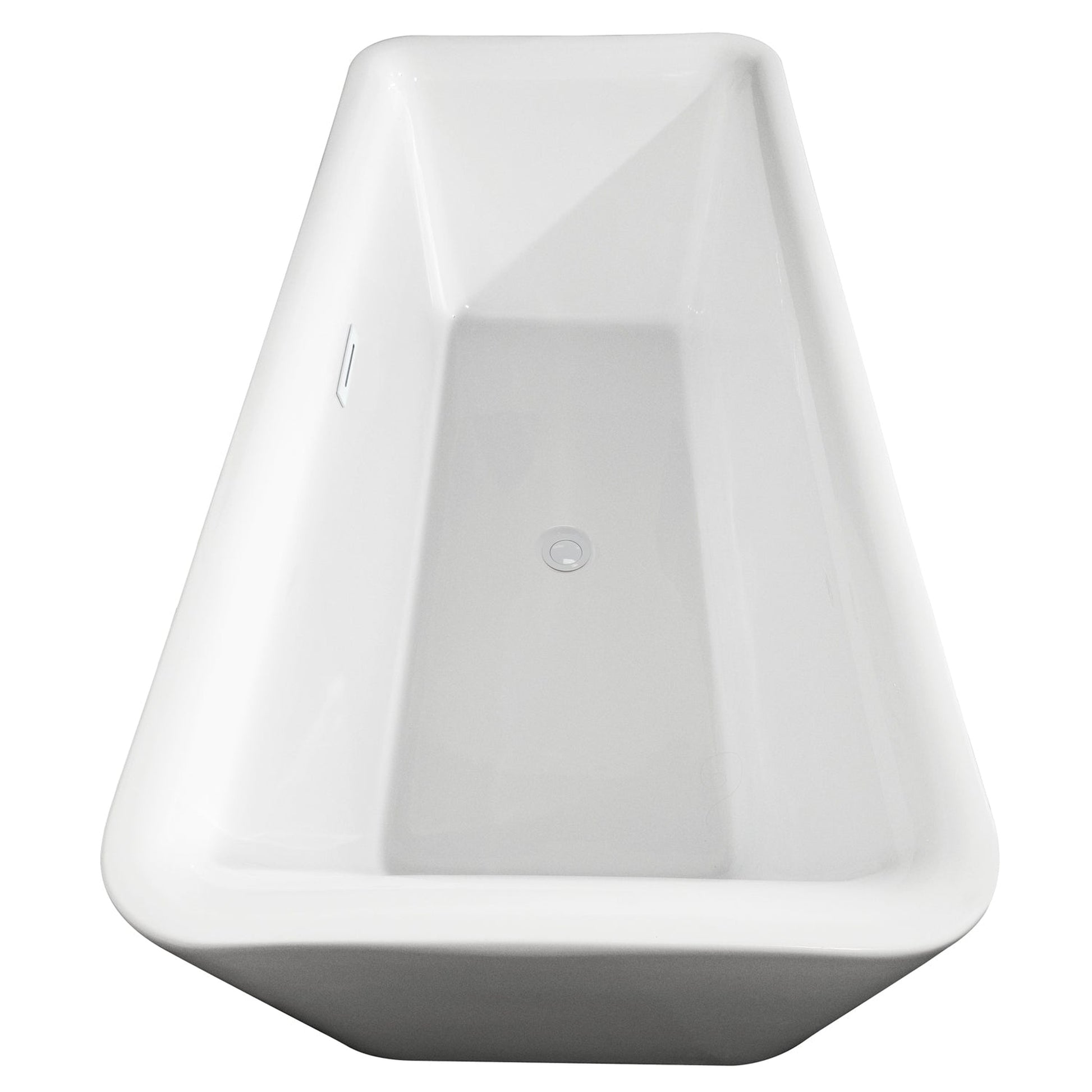 Wyndham Collection Emily 69" Freestanding Bathtub in White With Shiny White Trim and Floor Mounted Faucet in Brushed Gold