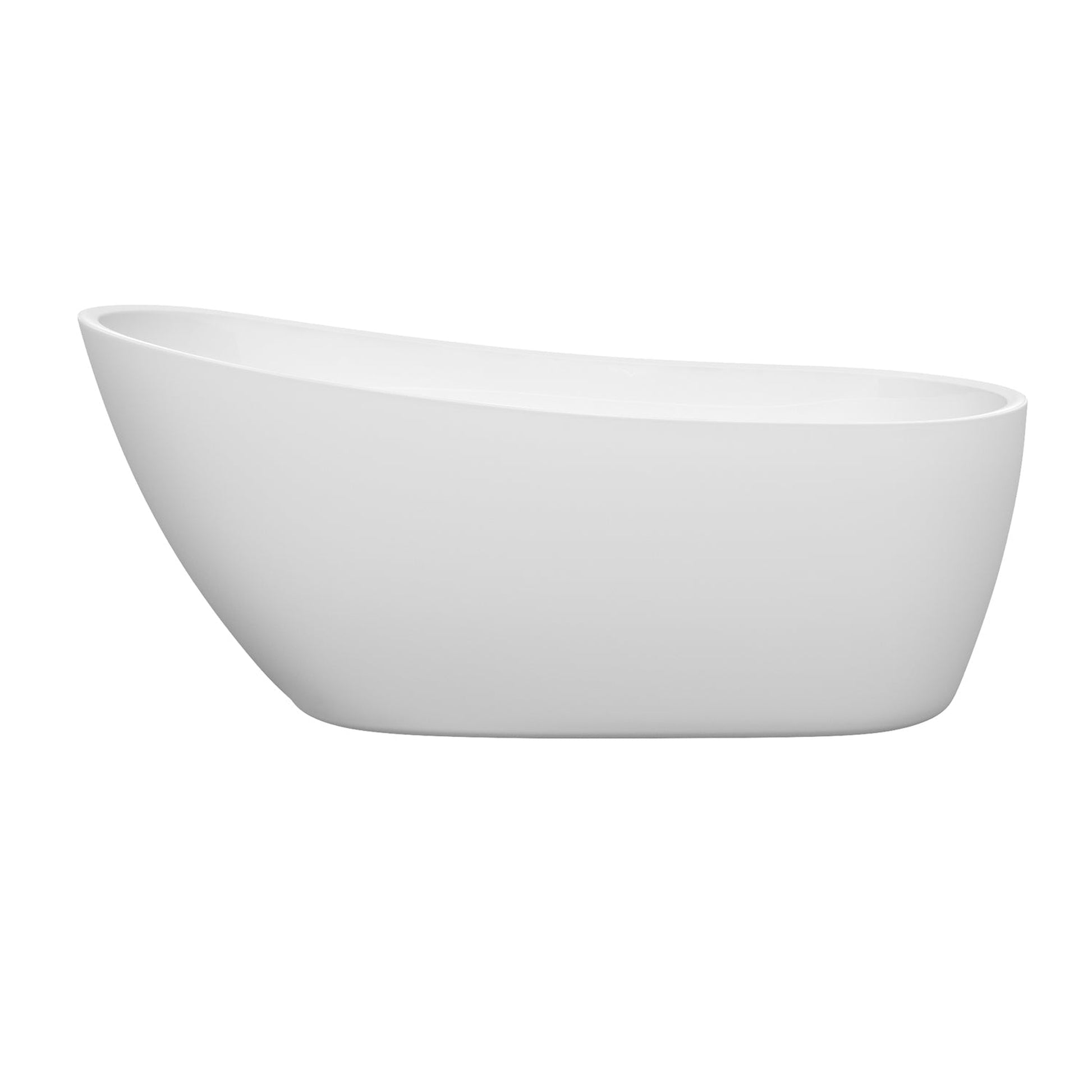 Wyndham Collection Florence 68" Freestanding Bathtub in White With Brushed Nickel Drain and Overflow Trim