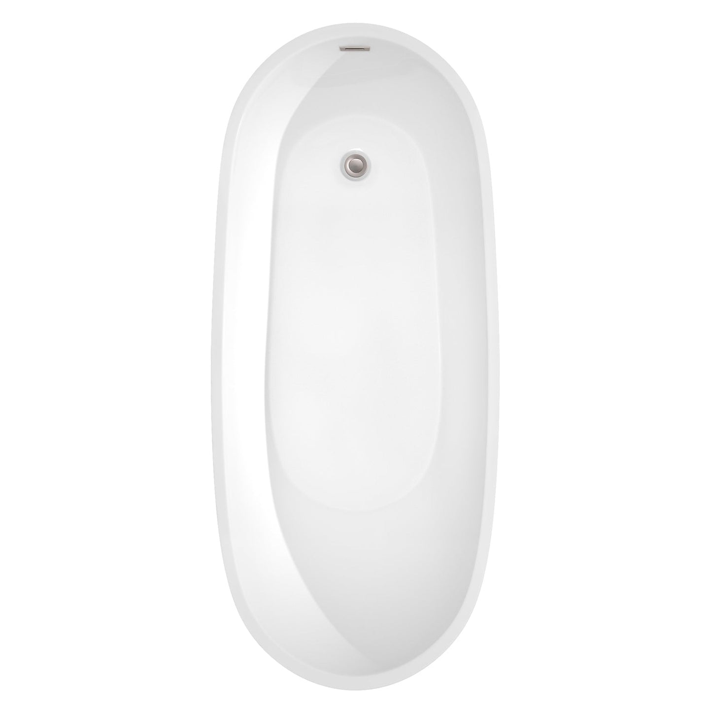 Wyndham Collection Florence 68" Freestanding Bathtub in White With Brushed Nickel Drain and Overflow Trim
