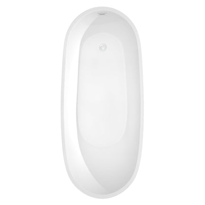Wyndham Collection Florence 68" Freestanding Bathtub in White With Shiny White Drain and Overflow Trim