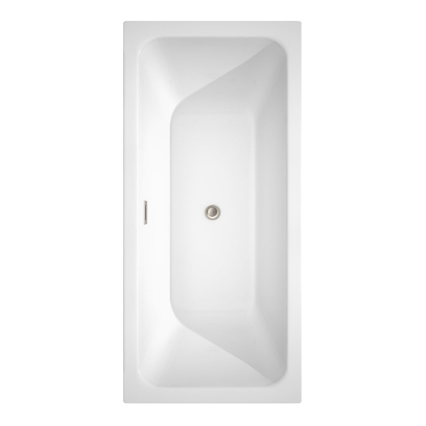 Wyndham Collection Galina 67" Freestanding Bathtub in White With Brushed Nickel Drain and Overflow Trim