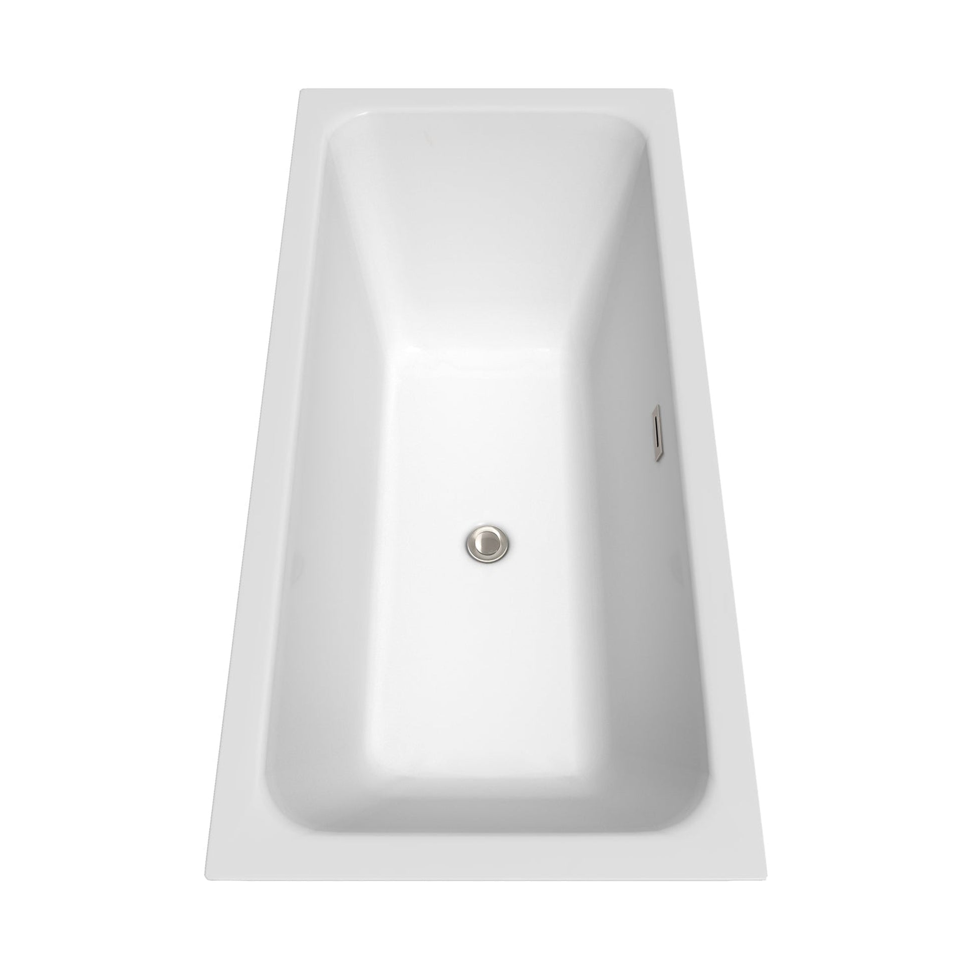 Wyndham Collection Galina 67" Freestanding Bathtub in White With Floor Mounted Faucet, Drain and Overflow Trim in Brushed Nickel