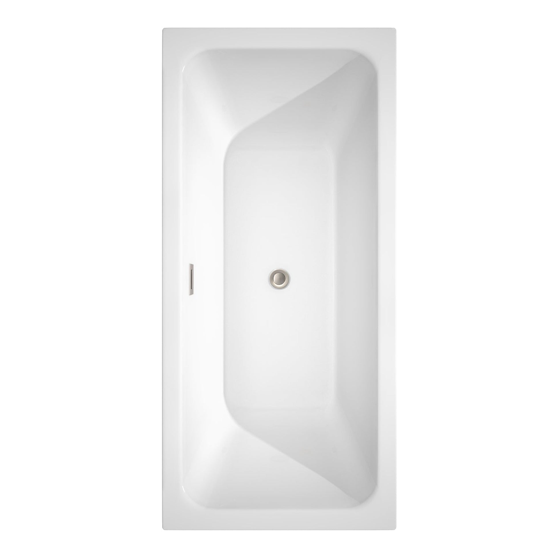 Wyndham Collection Galina 67" Freestanding Bathtub in White With Floor Mounted Faucet, Drain and Overflow Trim in Brushed Nickel