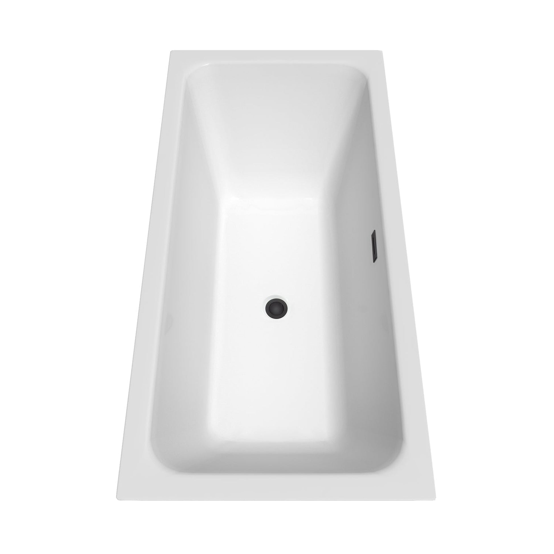 Wyndham Collection Galina 67" Freestanding Bathtub in White With Floor Mounted Faucet, Drain and Overflow Trim in Matte Black