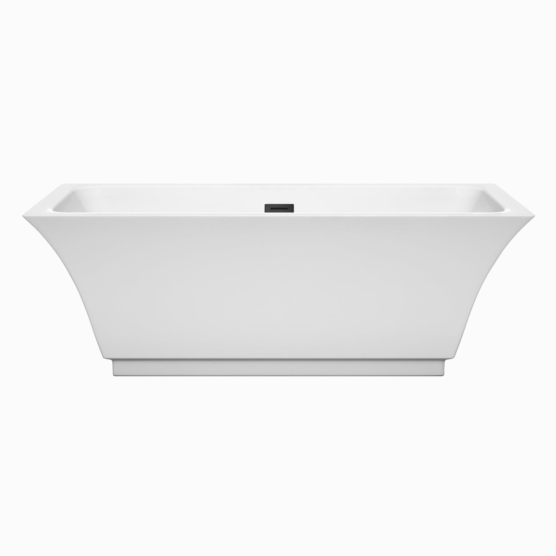 Wyndham Collection Galina 67" Freestanding Bathtub in White With Matte Black Drain and Overflow Trim